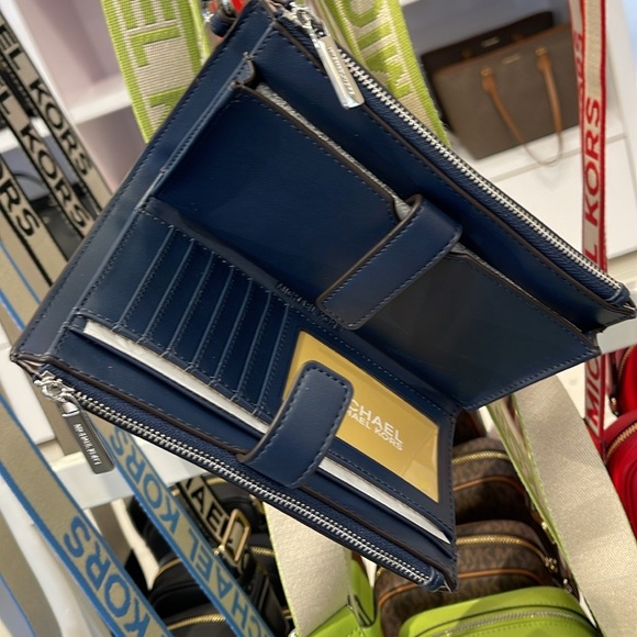 Michael Kors Jet Set Travel Large Double-Zip Wristlet-Wallet-PhoneHolder Admiral - Picture 8 of 16